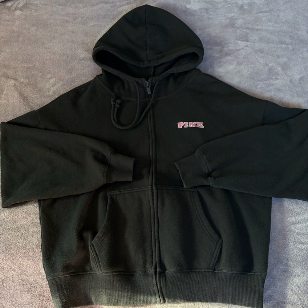 PINK Victoria's Secret Black Zip Up Hoodie